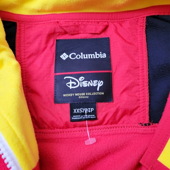 Disney Mickey Mouse x Columbia Intertrainer Fleece Hiking Jacket Red Black - Picture 7 of 15